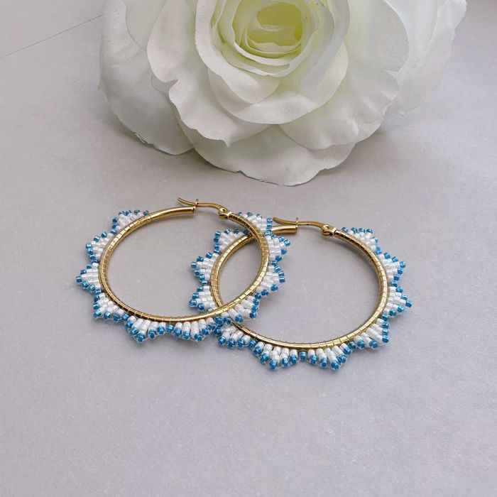 Ръчно изработени обеци, Японски мъниста, Неръждаема стомана, Уникални