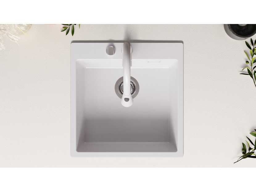 Кухненска Мивка от гранит модел Осло 50 XXL 490 x 500 mm - бяла