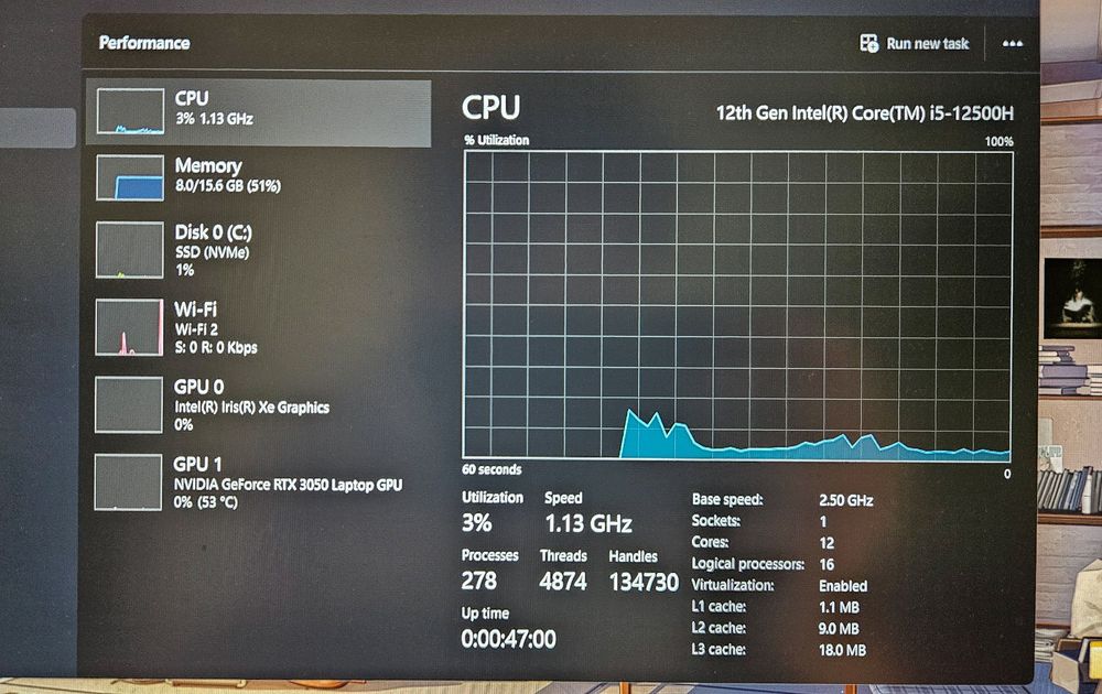 Laptop Gaming ASUS TUF F15 + Garantie (i5-12500H, RTX 3050, 16GB RAM]