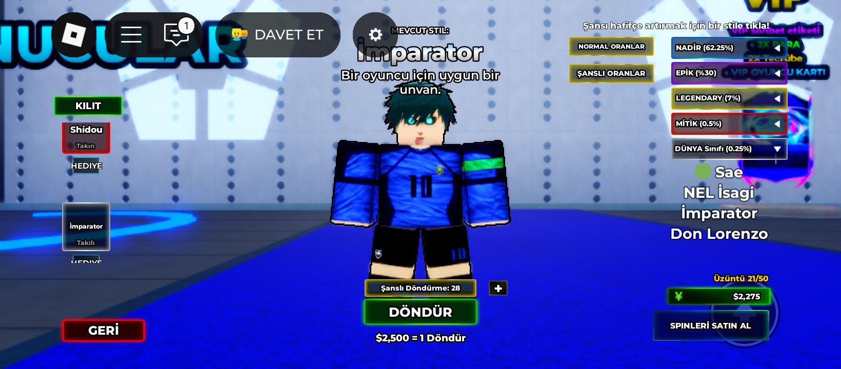 Продам аккаунт Roblox — Blue Lock Build + Kaiser + Prodigy