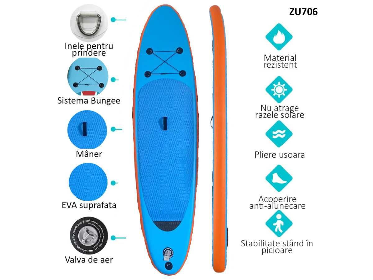 Placă de surf gonflabilă SUP în culoarea albastră dimensiune 10'