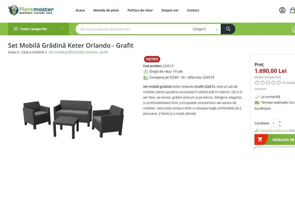 Set mobilier gradina Keter NOU, sigilat,  pret redus