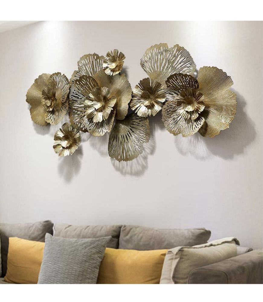 decoratiune metal flori perete 3D