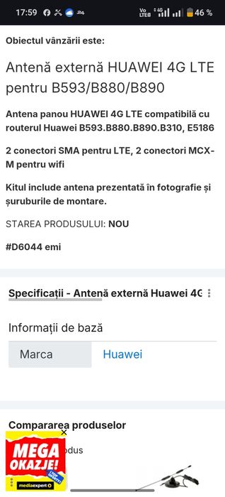 Antena de exterior 4G lte pentru modem