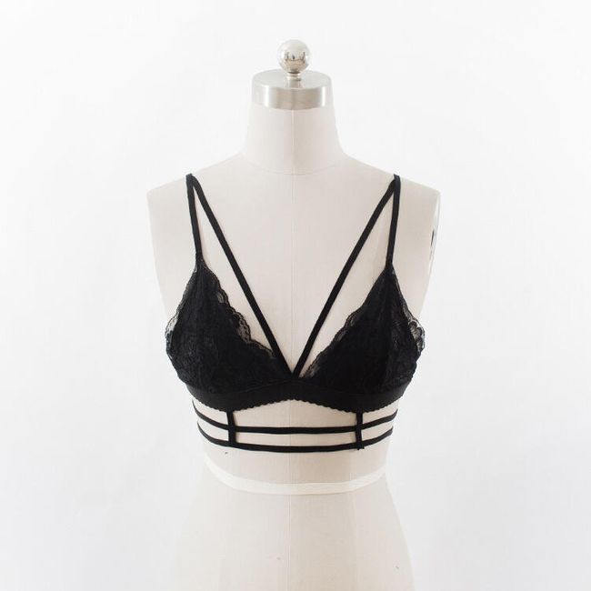 Sutien bra bralette negru harness strappy dantelă goth mărime M