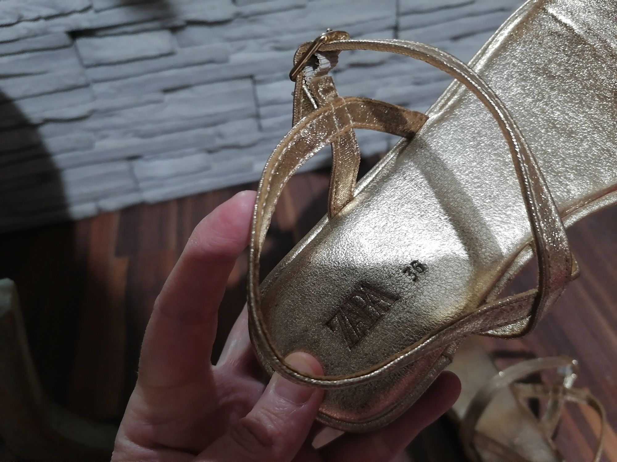Sandale fetite aurii, Zara, cu fundita, nr 36