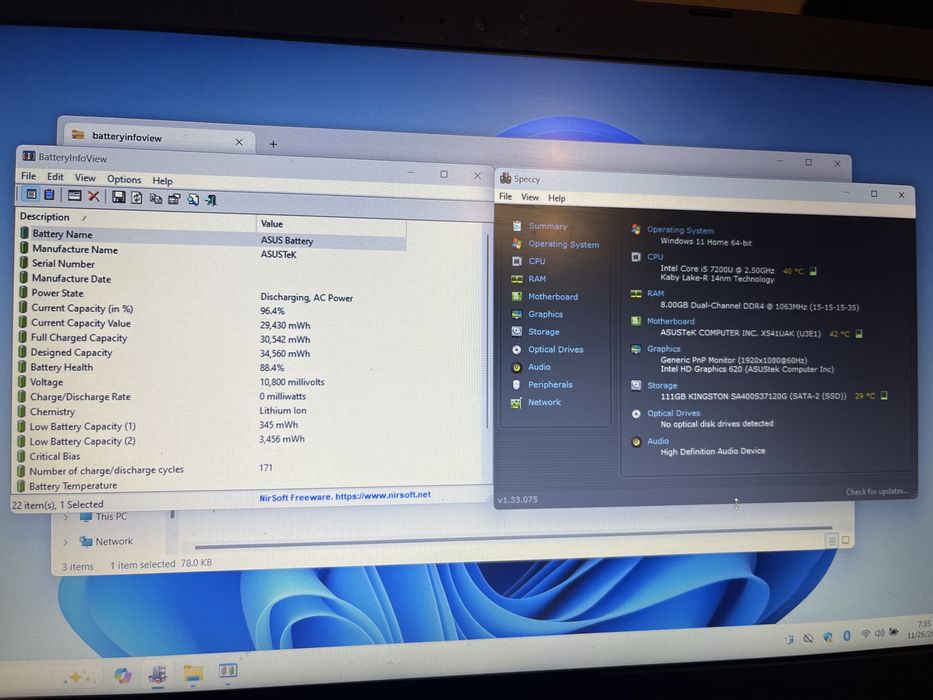 Laptop Asus X541UAK/ i5 GEN 7 / SSD 128 GB / 8 GB RAM