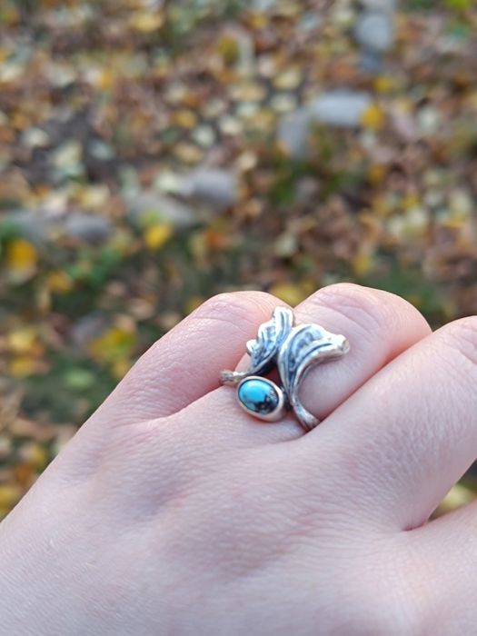 Vechi inel din argint de 925, cu cabochon turcoaz