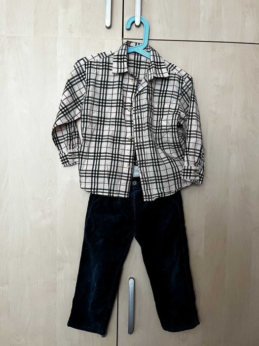 Set elegant băiețel 12-18 luni – cămașă & pantaloni catifea, nepurtate