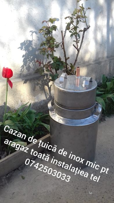 Vand cazan de țuică de inox la 71 litri cu toata instalațiea, noi