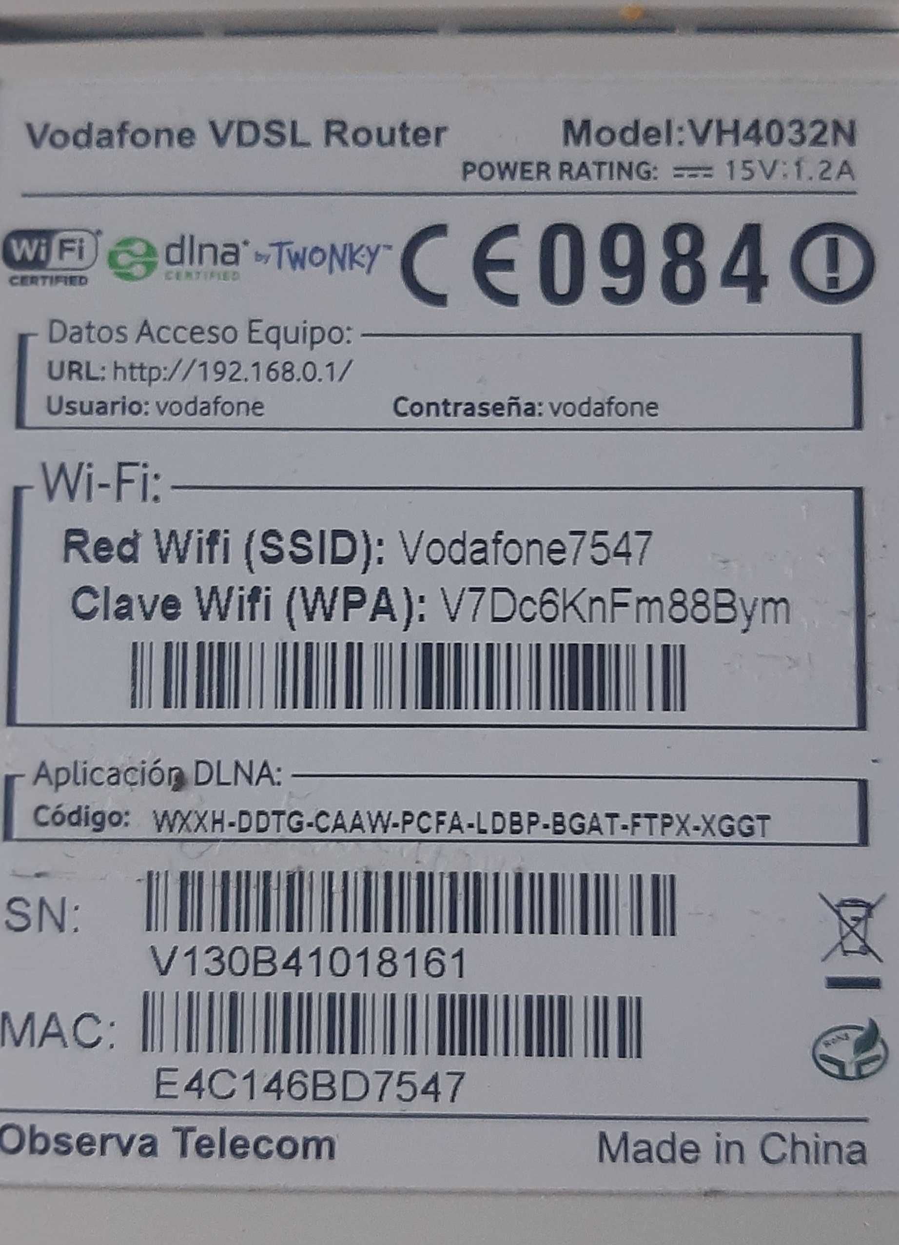 Vodafone VDSL Router VH4032N