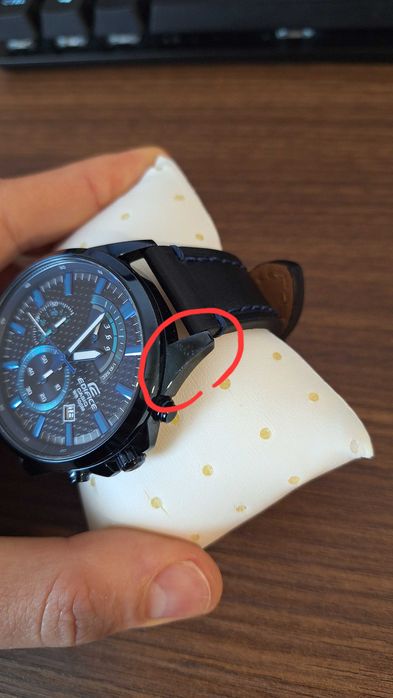 Мъжки Часовник Casio Edifice EFV 540D Кожена каишка Тъмносин