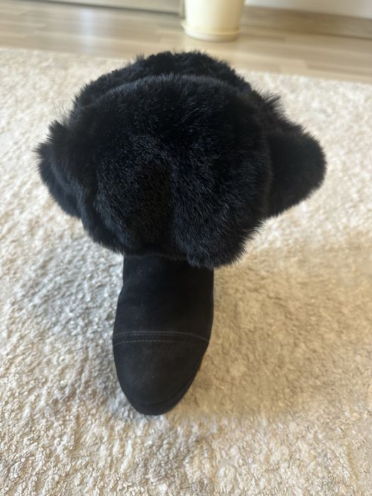 Ghete cu platforma Basconi,piele si blana naturala