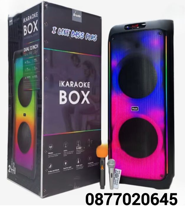 Професионална двойна караоке тонколона 2х12 инча BTS-1938 с Bluetooth