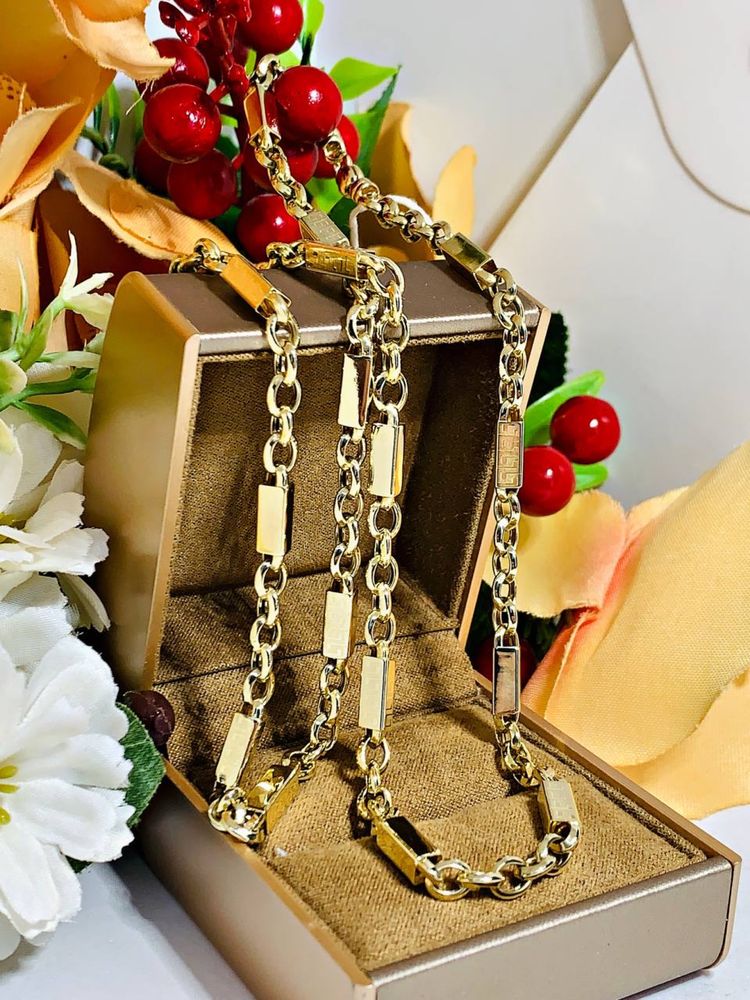 Современная золотая цепь, модель плетения – Versace