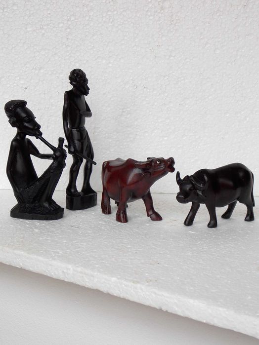 statueta abanos sculptura lemn arta veche figurine antichitati