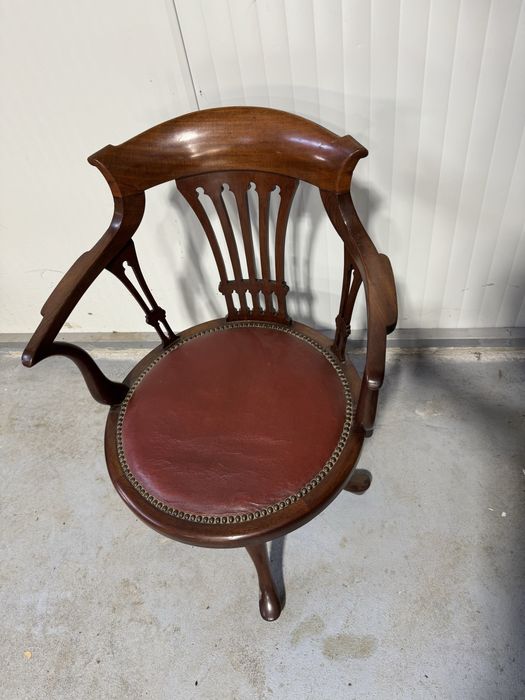 Fotoliu de birou din lemn cu piele