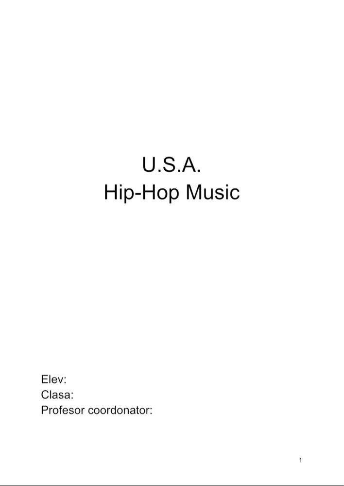 Atestat limba engleza U.S.A. HIP-HOP MUSIC