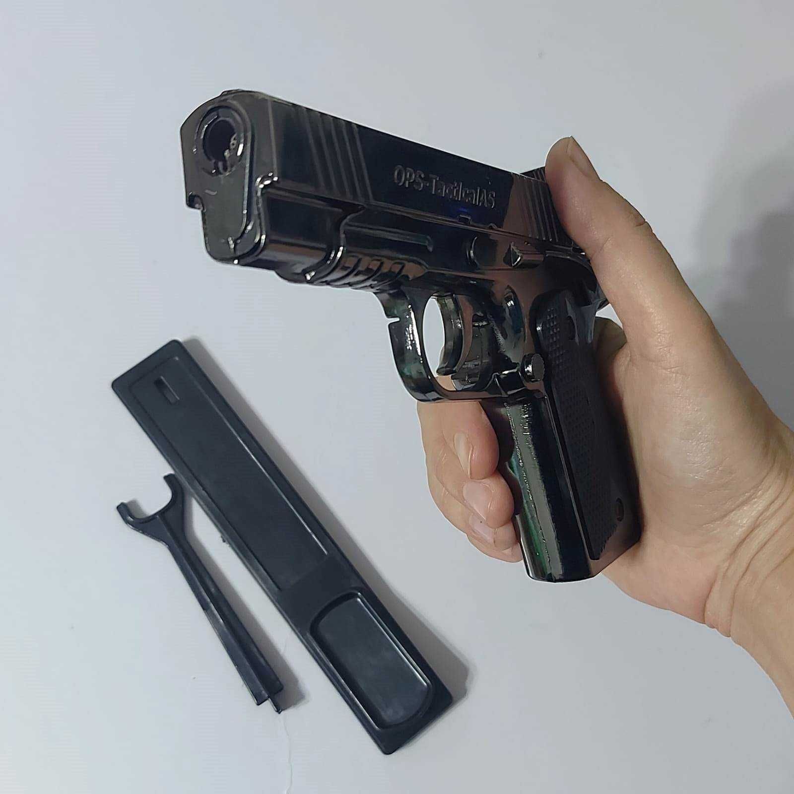 Зажигалка пистолет OPS-TacticalAS Pistol 818 серебро 51474