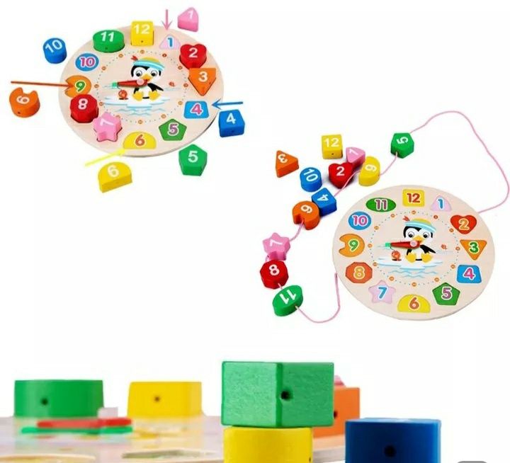 Joc Montessori ceas, cuburi,puzzle