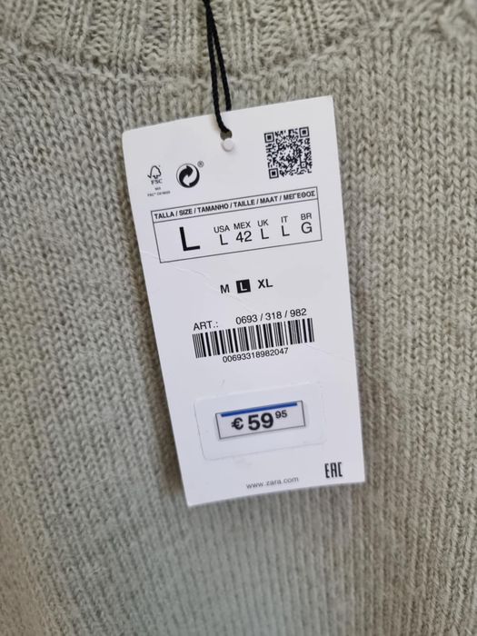 Pulover nou Zara 100% lână L