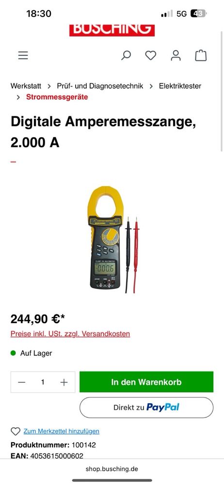Busching 1000v Дигитален мултицет с амперклещи