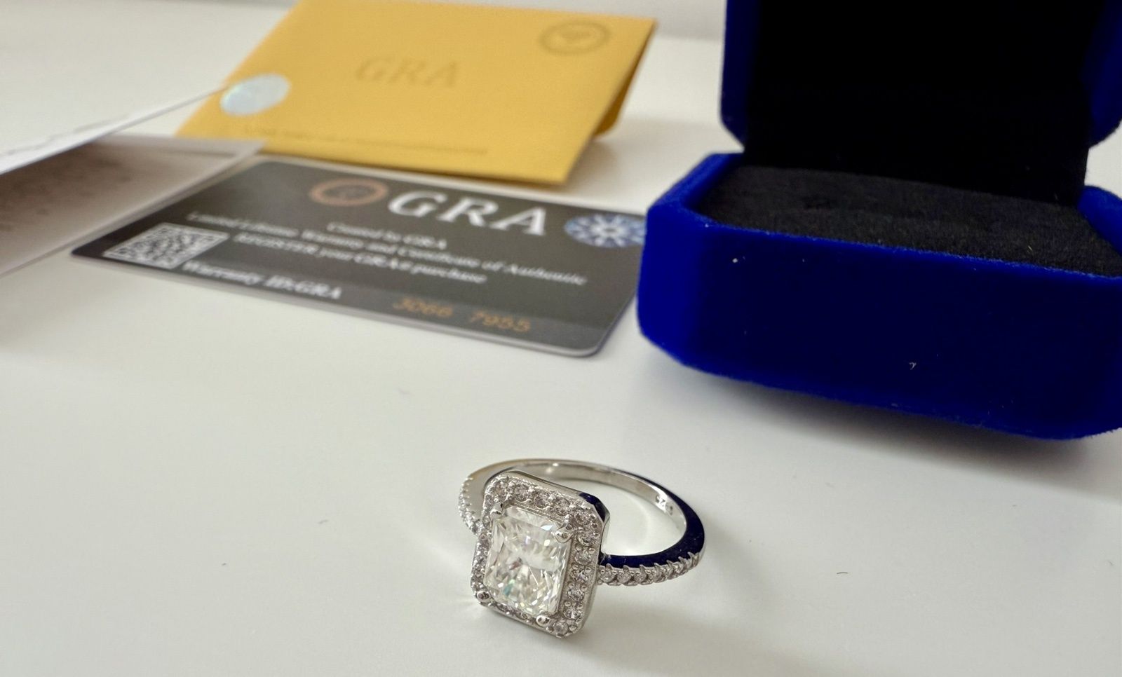 S925 Сребърен пръстен с камък Мойсанит 2ct - размер 7