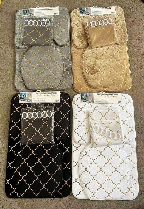 Коврики для ванной с золотым коврик контурный и крышка