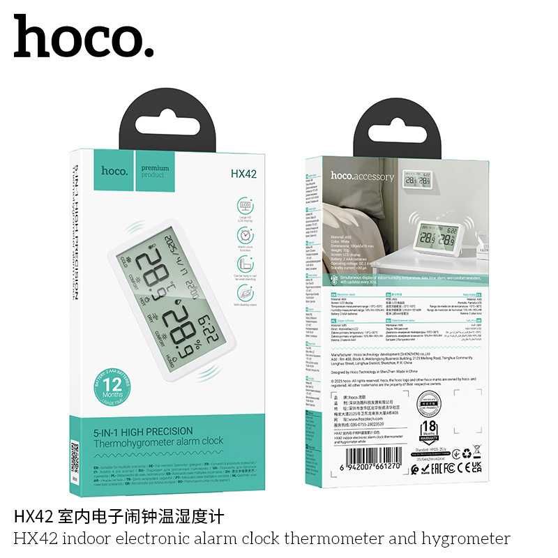 Hoco HX42 Электронные часы-термометр-гигрометр с будильником