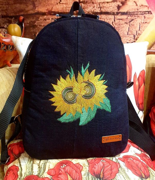 Дамска раница и чанта от дънков плат