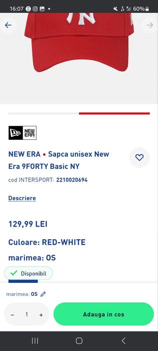 Șapcă New Era Roșie