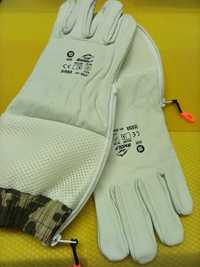 Пчеларски ръкавици естествена кожа с ръкавели с цип-пчеларско облекло