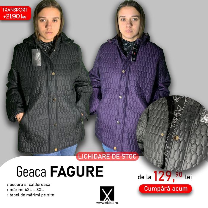 Haine de dama geci, veste, marimi mari plus size xxl de iarna