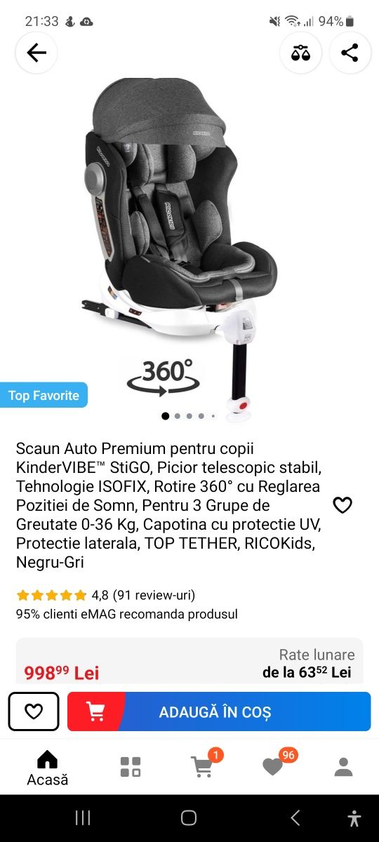 Vând scaun auto bebe