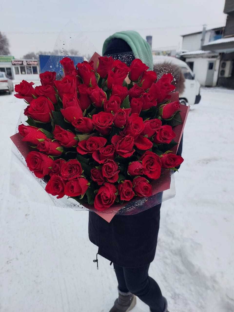 51 роза 25500 тг Цветы Алматы с доставкой