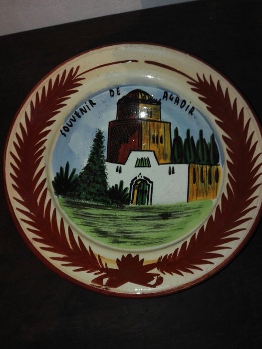 Farfurie decorativa pictata pt perete ceramica marocana