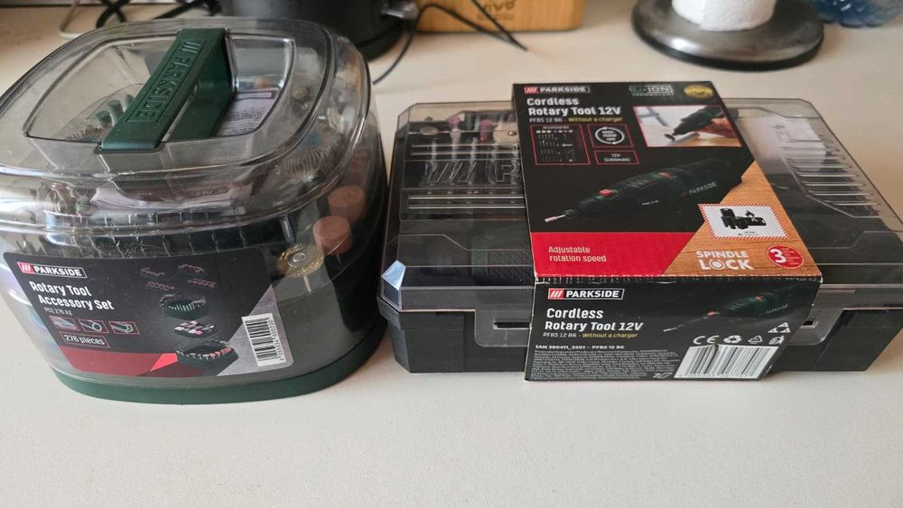 Minifreza Parkside + set accesorii + incarcator