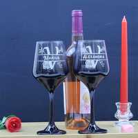 Set 2 pahare personalizate vin, 410 ml, fumurii, cuplu