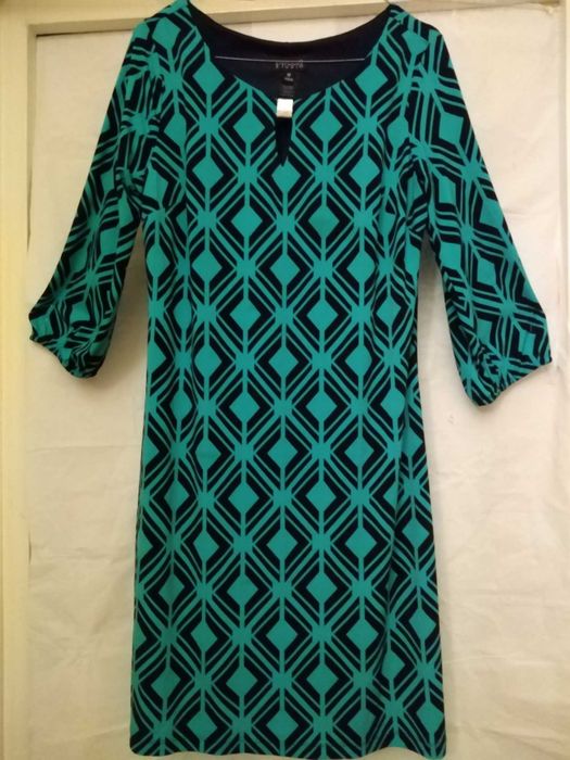 Rochie moderna din spandex cu model geometric verde