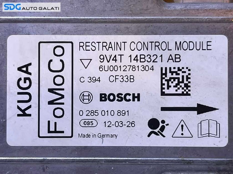 Unitate Modul Calculator Airbag Ford Kuga 1 2008 - 2012 Cod 9V4T-14B321-AB 0285010891 [L8372]