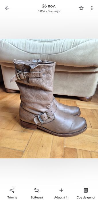 Cizme de damă Luxury Frye, Made in Italia, Stil Biker, Piele naturală,