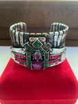 Brățară ZARA stil Boho, metal argintiu frecat cu negru pietre colorate