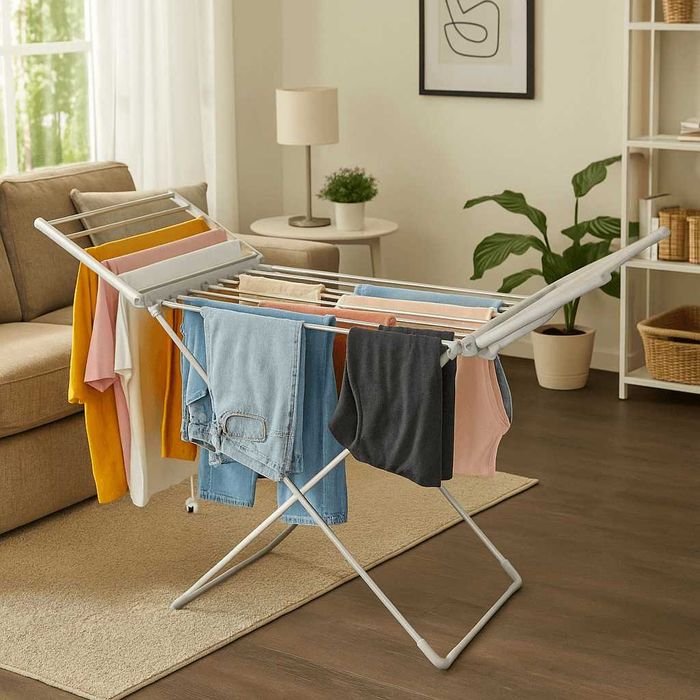 Електрическа сгъваема сушилня за дрехи с отопляеми пръчки SmartDry