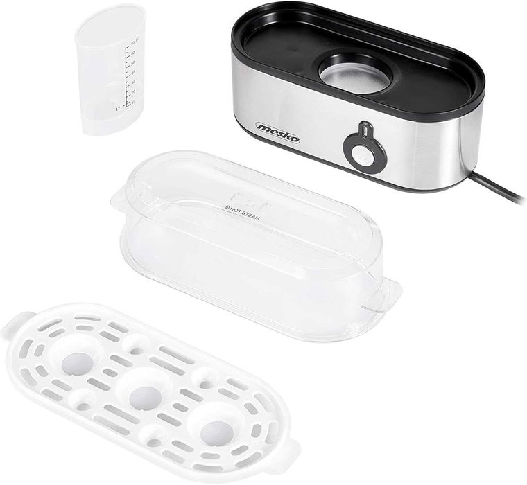 Уред за готвене на яйца Mesko MS 4485, 3 яйца, 210 W, Черен, Сребърен