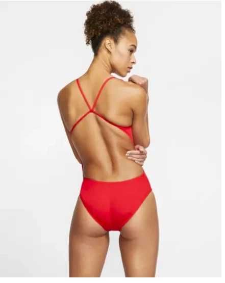 Цял спортен бански за плуване Nike Hydrastrong (червен, размер 34)