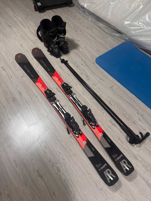 Set schi HEAD complet — 163 cm — clăpari ~42 — stare foarte bună
