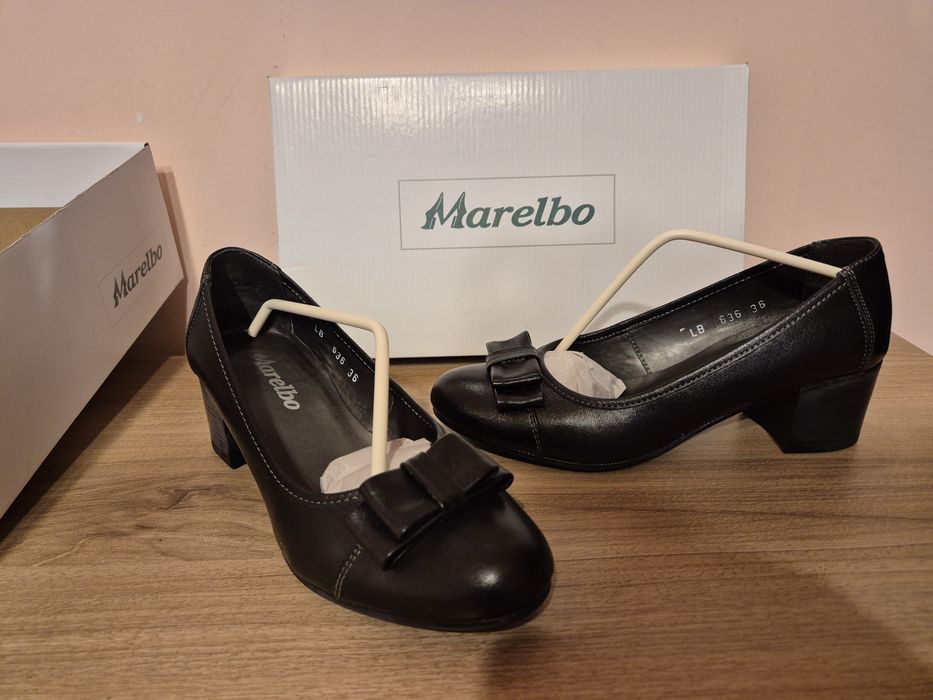 Pantofi dama Marelbo, cu toc, din piele, măsura 36