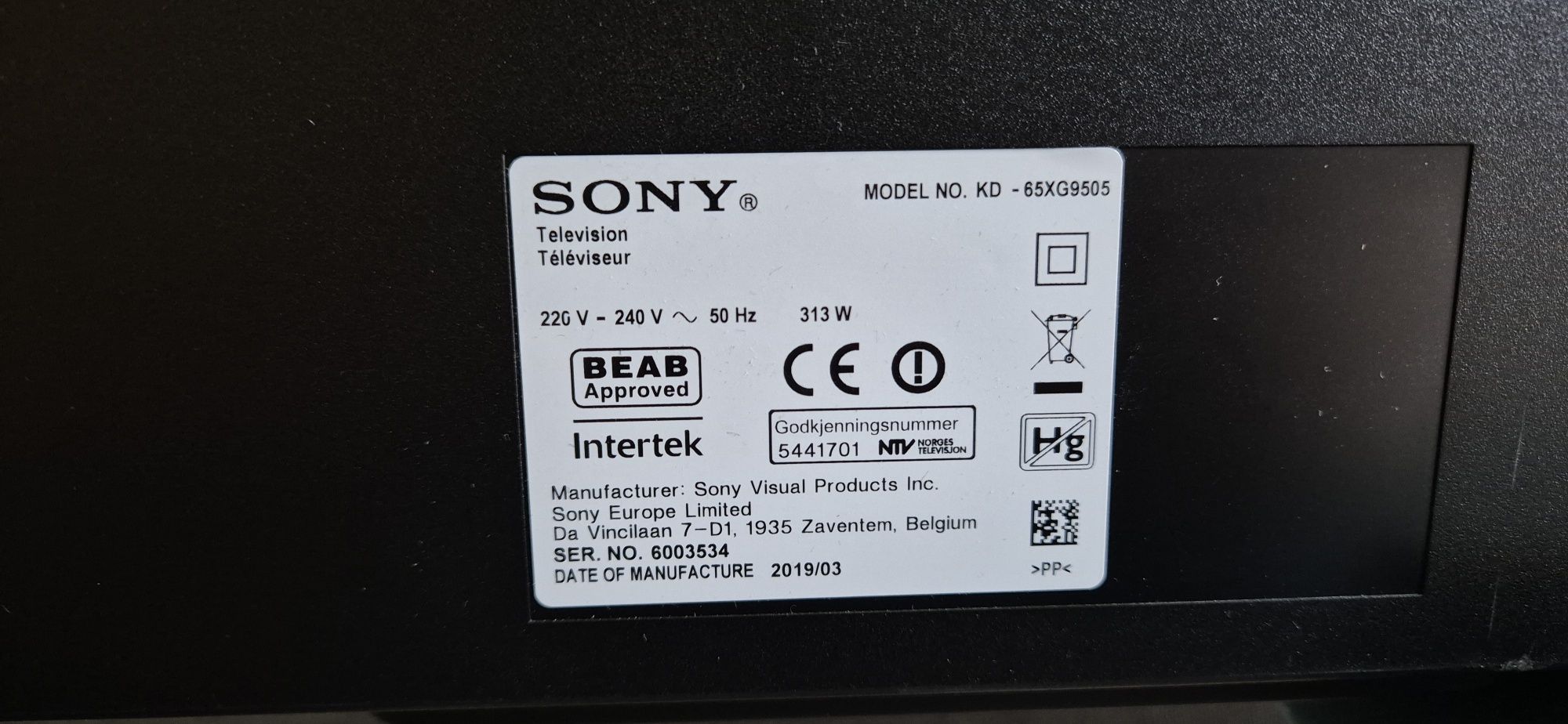 Sony KD-65XG9505 Android, 4k, UltraHD, Smart, WiFi