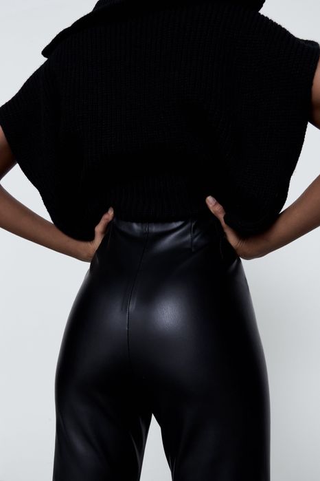 Colanti Pantaloni (Daira-Shop.ro) piele ecologica Zara negri elastici