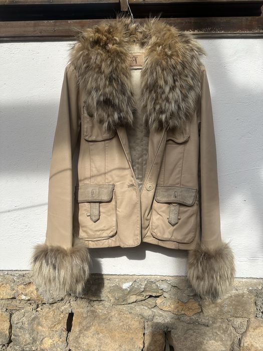 Италианско кожено яке с кожена яка и маншети